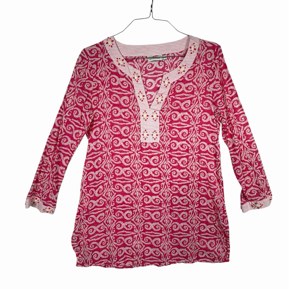Vineyard Vines Pink Women's Cover Up Swimwear Beaded V Neck Dress Size Medium